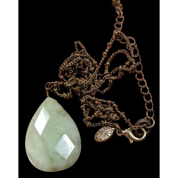 Vintage Lydell NYC Green Teardrop Agate Necklace - Picture 3 of 6